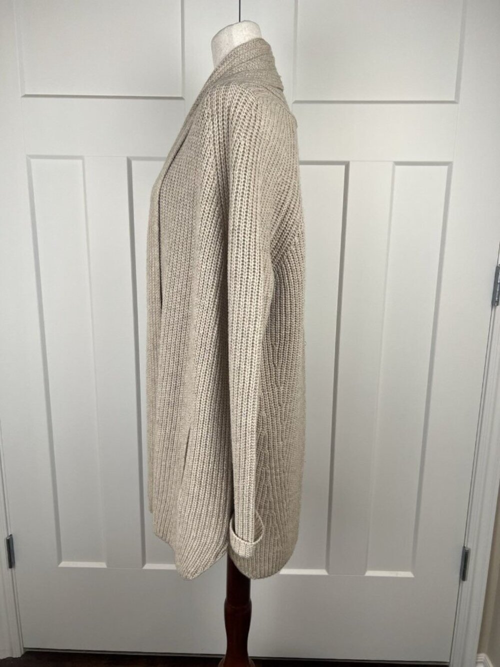 Vince Light Beige Open-Front Ribbed Cardigan - Picture 9 of 12